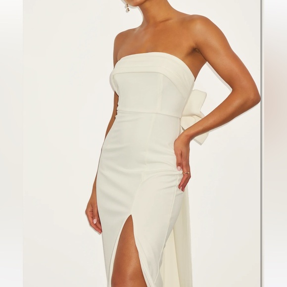 NWT Lulus Fabulous Phenomenon White Strapless Bow Midi Dress - Picture 2 of 6